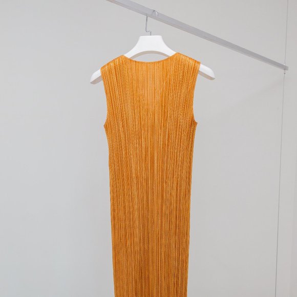 SOLD Issey Miyake Archival Pleated Metallic Dress - Picture 2 of 7